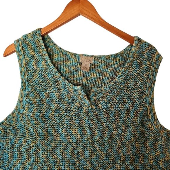 Sigrid Olsen Sweater Green Blue Loose Knit Sleeveless Plus size 1X‎ Sport - Picture 4 of 12